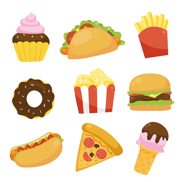 Vector gratuito colección de iconos de comida rápida