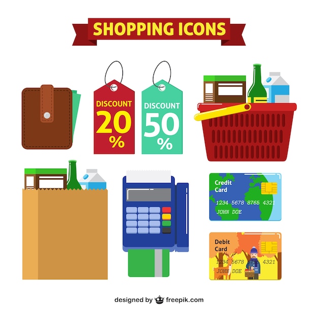 Vector gratuito colección de iconos de compras