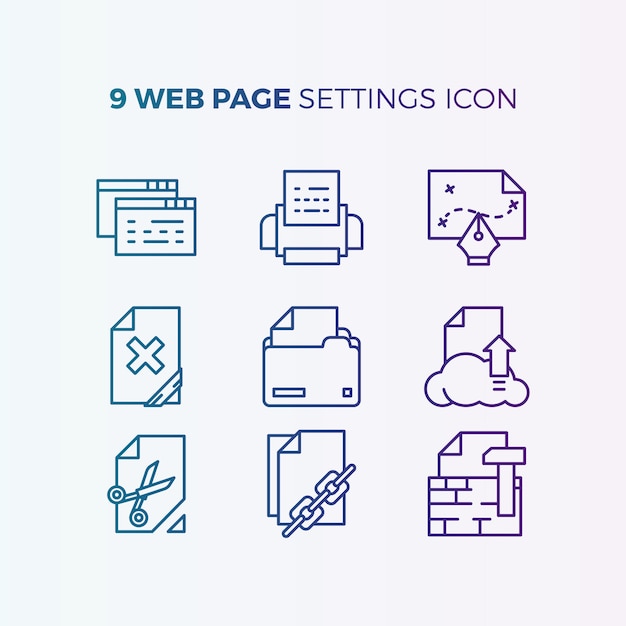 Vector gratuito colección de iconos de configuración de sitios web