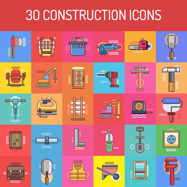 Vector gratuito colección de iconos de construcción