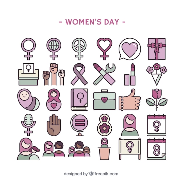 Vector gratuito colección de iconos del día de las mujeres