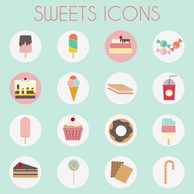 Vector gratuito colección de iconos de dulces