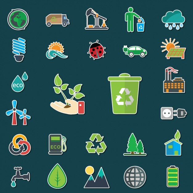 Vector gratuito colección de iconos de ecología