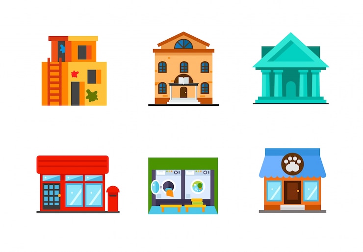 Vector gratuito colección de iconos de edificios