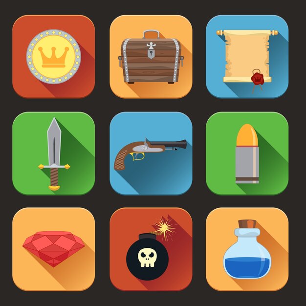 Colección de iconos de elementos piratas