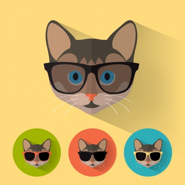 Vector gratuito colección de iconos de gato