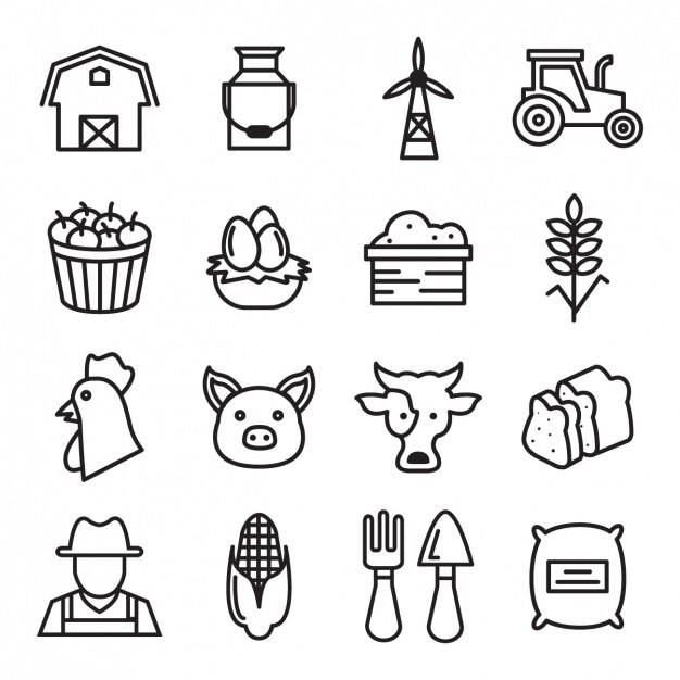 Colección de iconos de granja