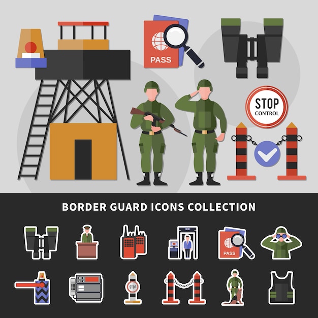 Colección de iconos de guardia de fronteras