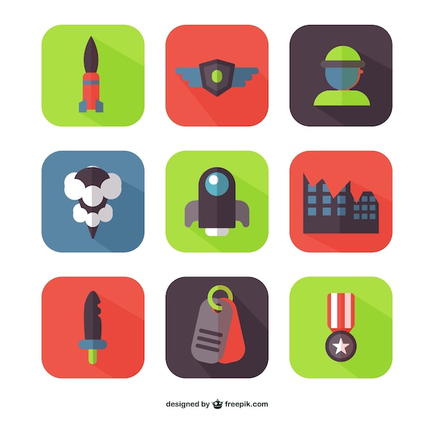 Vector gratuito colección de iconos de guerra