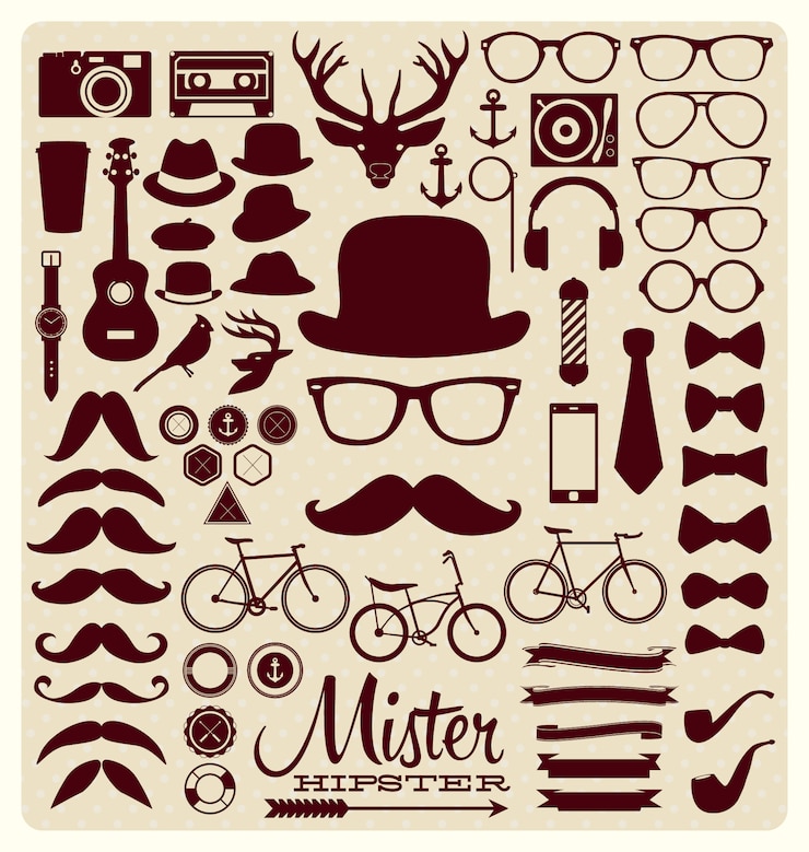 Vector gratuito colección de iconos hipster