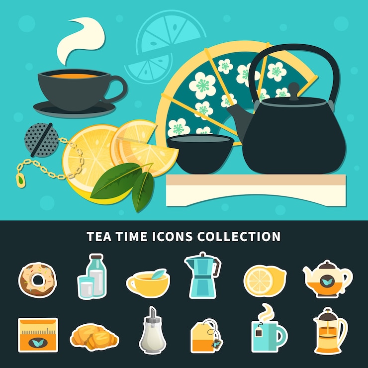 Vector gratuito colección de iconos de la hora del té