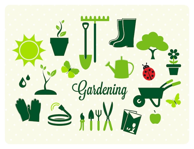 Vector gratuito colección de iconos de jardinería