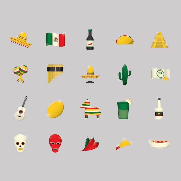 Colección de iconos mexicanos