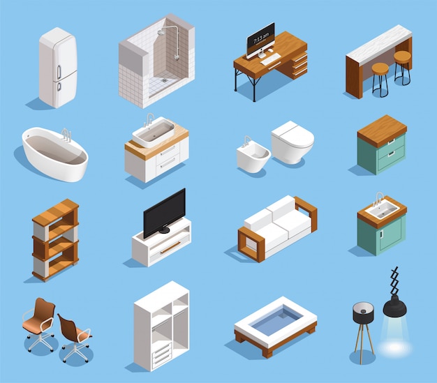 Vector gratuito colección de iconos de muebles modernos