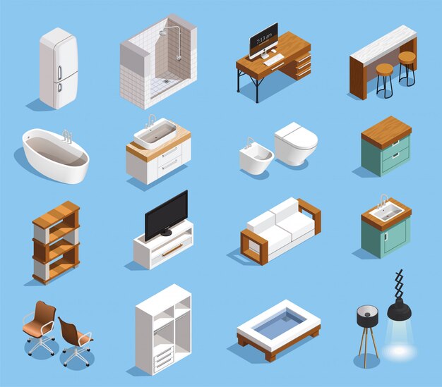 Colección de iconos de muebles modernos