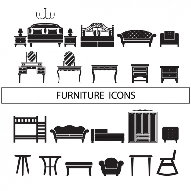 Vector gratuito colección de iconos de muebles