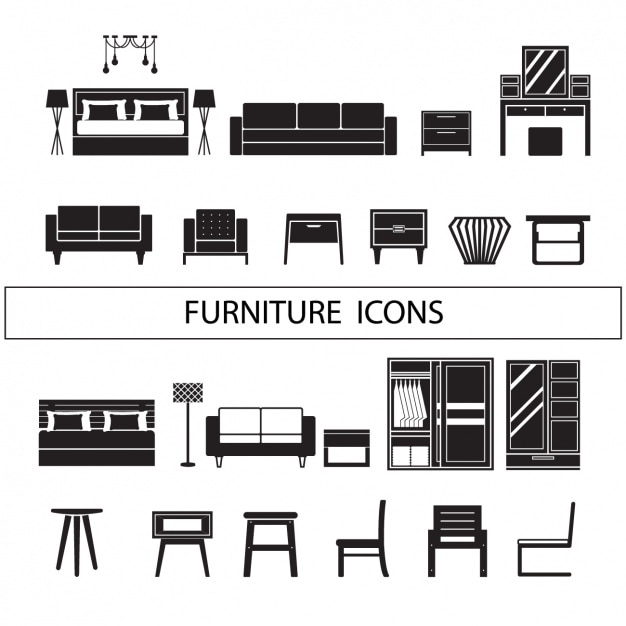 Vector gratuito colección de iconos de muebles