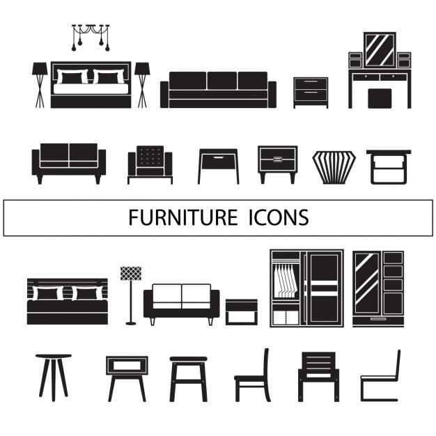 Vector gratuito colección de iconos de muebles