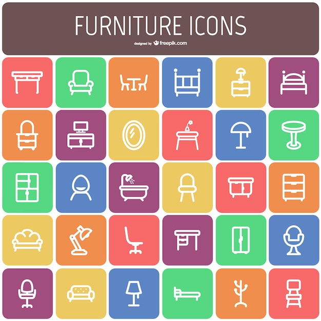 Colección de iconos de muebles
