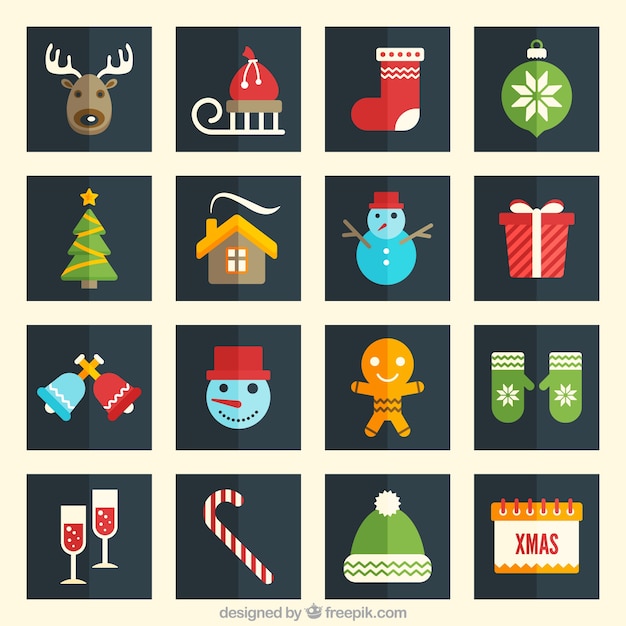 Vector gratuito colección de iconos de navidad