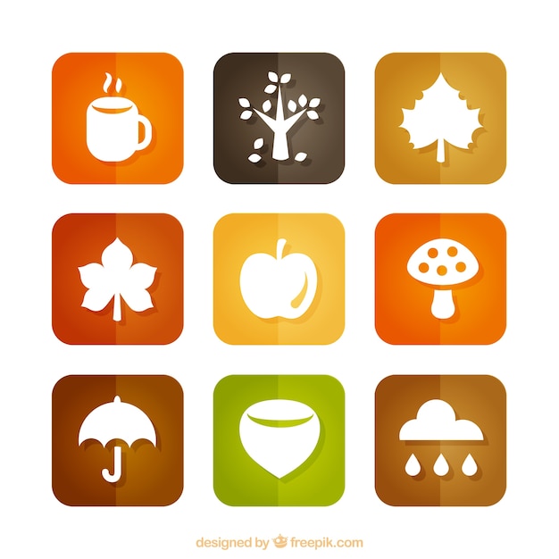 Vector gratuito colección de iconos de otoño