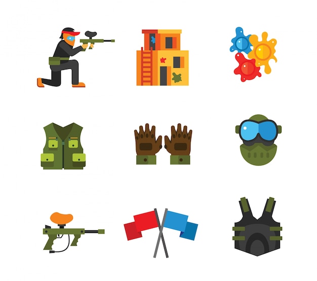 Colección de iconos de paintball
