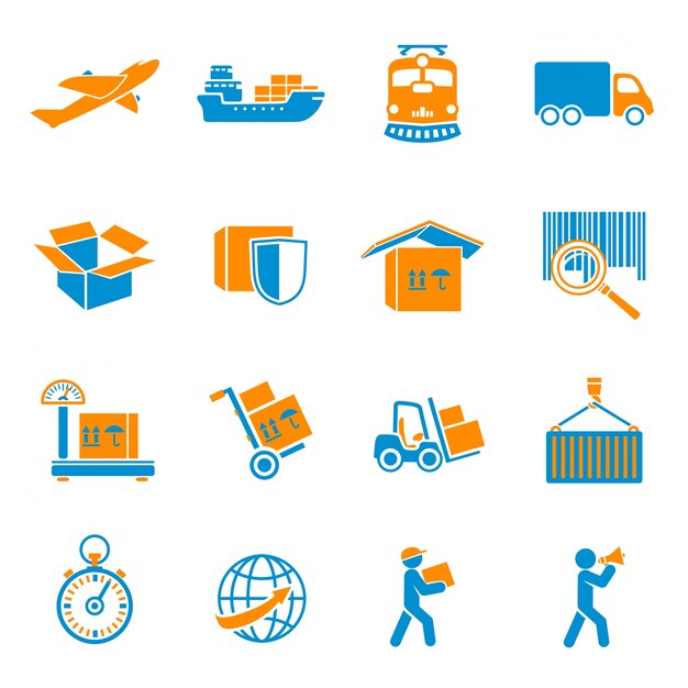 Colección de iconos de paquetería