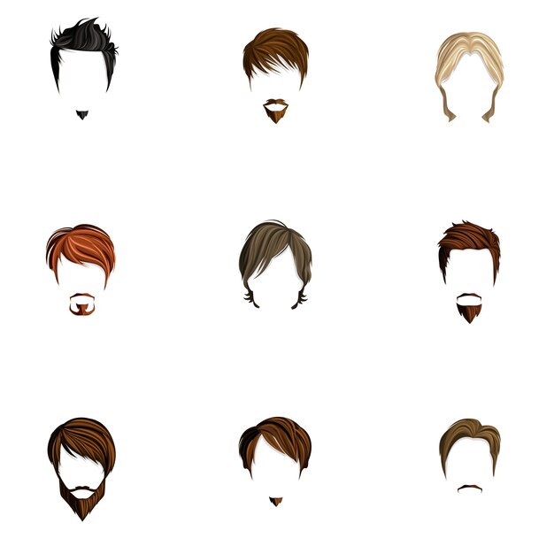 Colección de iconos de peinados masculinos