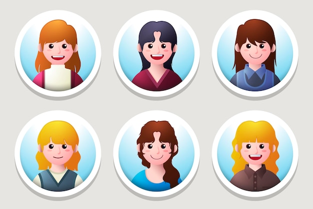 Colección de iconos de perfil degradado creativo