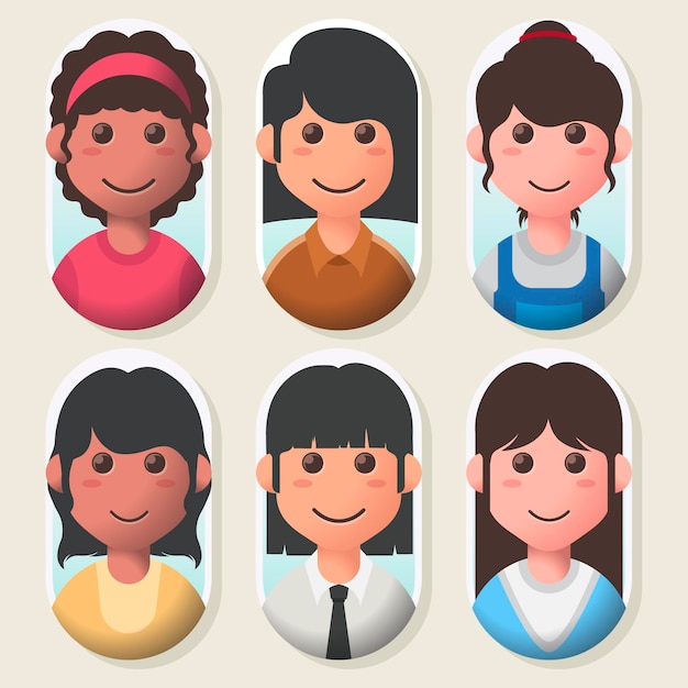Colección de iconos de perfil degradado creativo
