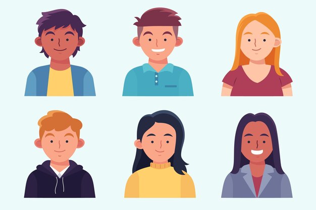 Colección de iconos de perfil dibujados a mano creativos