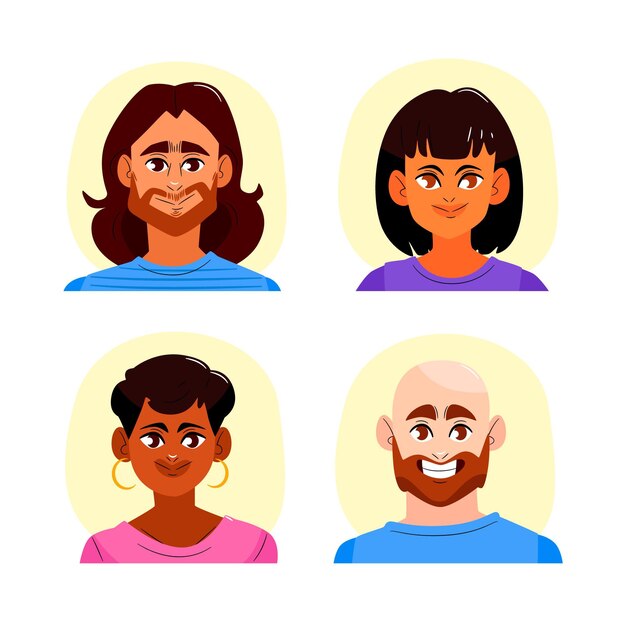 Colección de iconos de perfil dibujados a mano