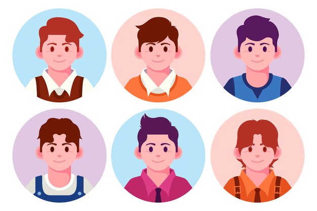 Colección de iconos de perfil de diseño plano creativo