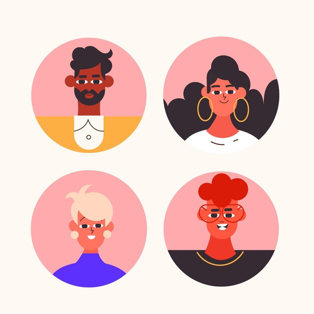 Colección de iconos de perfil de diseño plano
