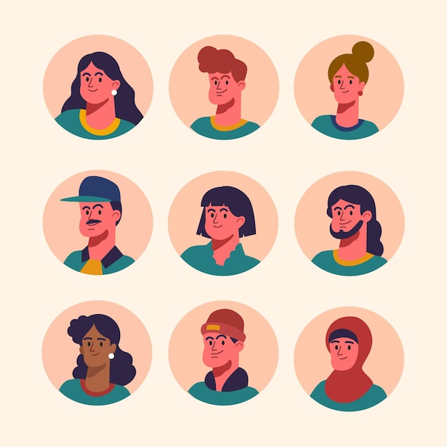 Colección de iconos de perfil plano dibujado a mano