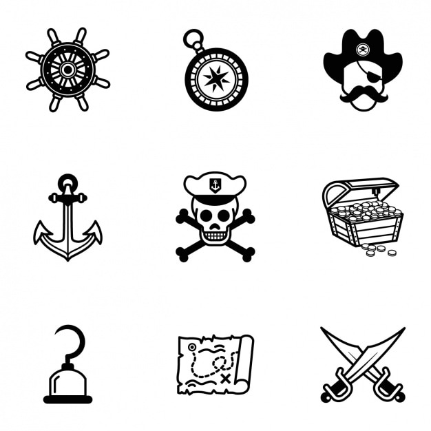 Vector gratuito colección de iconos piratas