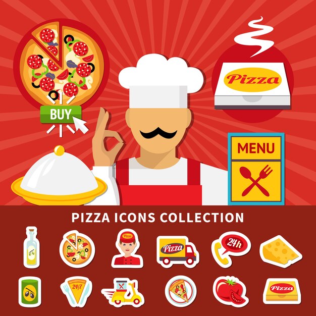 Colección de iconos de pizza Emoji