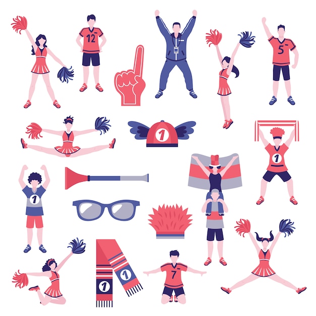 Vector gratuito colección de iconos planos de partidarios de los aficionados