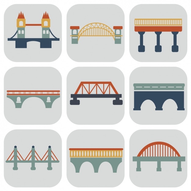 Colección de iconos de puentes