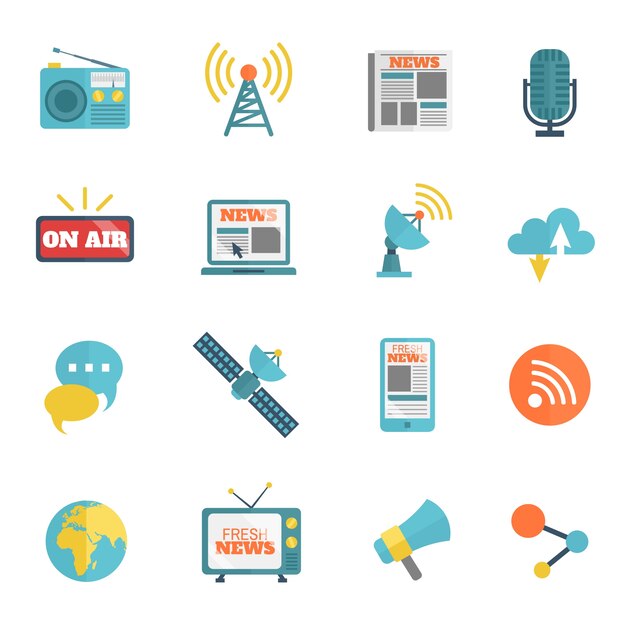 Colección de iconos de radio y televisión