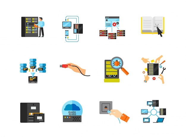 Colección de iconos de red de trabajo