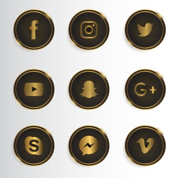 Colección de iconos de redes sociales lujoso