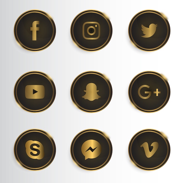 Colección de iconos de redes sociales lujoso