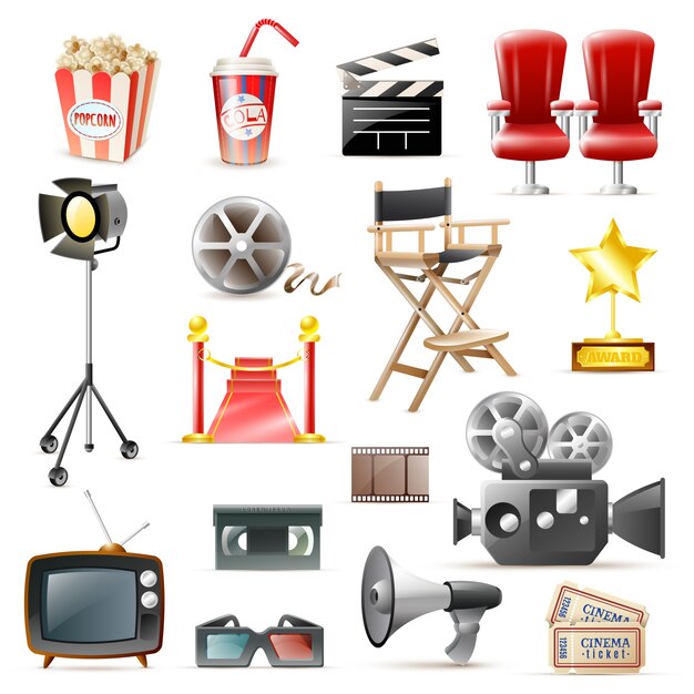 Colección de iconos retro de películas de cine