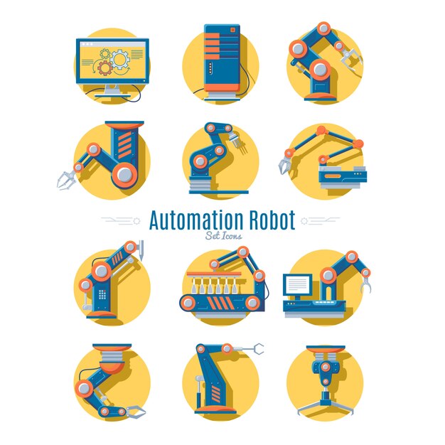 Colección de iconos de robots industriales