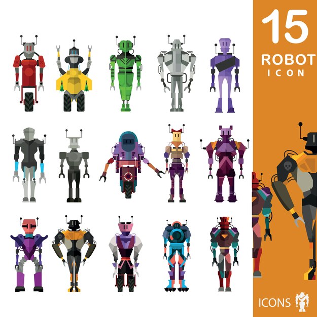 Colección de iconos de robots