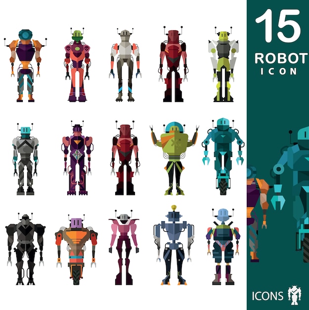 Colección de iconos de robots