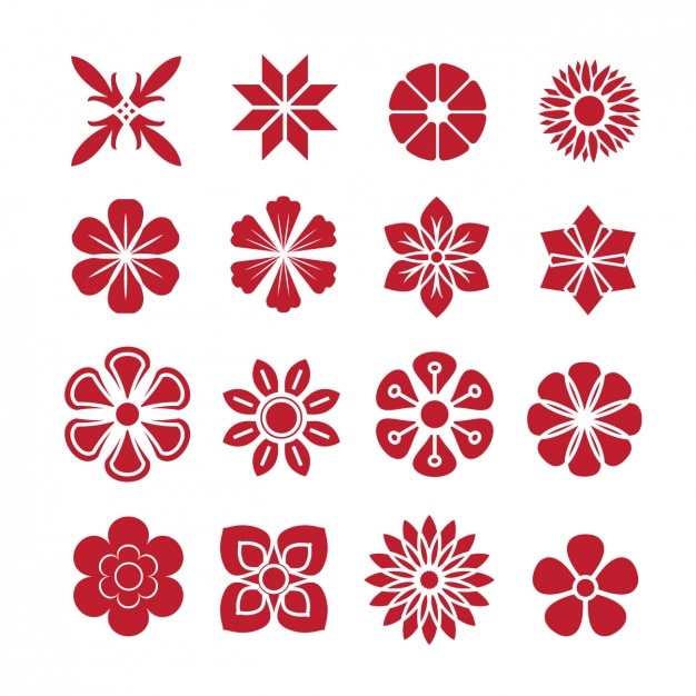 Vector gratuito colección de iconos rojos de flores