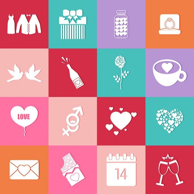 Colección de iconos para san valentín