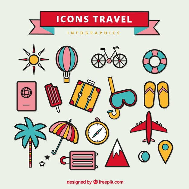 Colección de iconos útiles para infografías de viaje
